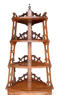 Carved Victorian Corner Four (4) Shelf Etagere and Cabinet 27 x 15 x 73"
