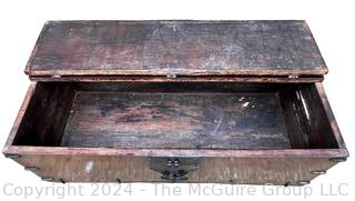 18th Century Korean Wooden Bandaji Money Trunk with Hand Forged Iron Fittings. 17" x 18" x 42".