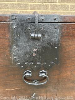 18th Century Korean Wooden Bandaji Money Trunk with Hand Forged Iron Fittings. 17" x 18" x 42".