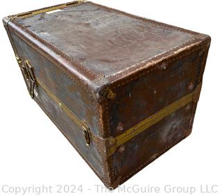 1920s Steamer Wardrobe Travel Trunk Made by Mendel Trunx.  Lock broken.  21" x 23" x 41"