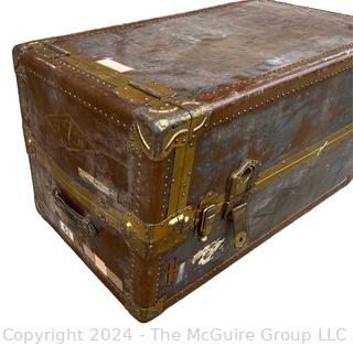 1920s Steamer Wardrobe Travel Trunk Made by Mendel Trunx.  Lock broken.  21" x 23" x 41"