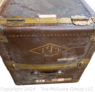 1920s Steamer Wardrobe Travel Trunk Made by Mendel Trunx.  Lock broken.  21" x 23" x 41"