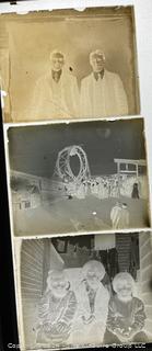 Antique Glass Photo Negative Plates, Circa 1900 with Original Annotated Envelopes.  Includes photos from Atlantic Beach NJ and Acrobats