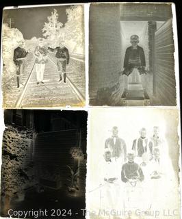 Antique Glass Photo Negative Plates, Circa 1900 with Original Annotated Envelopes.  Includes photos from Atlantic Beach NJ and Acrobats