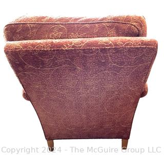 Stickley Fine Upholstery Club Arm Chair in Salmon Red. Second of two offered in this auction. 
31 x 30 x 34.5"T