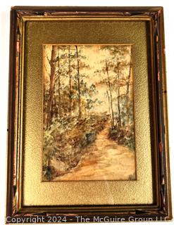 Framed Original Watercolor of Landscape in Browns.  6" x 8".