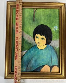 Framed Oil on Canvas Painting of Child Signed by Artist.  11" x 14".