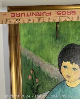 Framed Oil on Canvas Painting of Child Signed by Artist.  11" x 14".