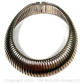 Wide Silver Plated Omega Style Choker Necklace.
