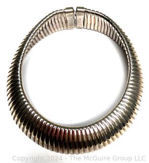 Wide Silver Plated Omega Style Choker Necklace.
