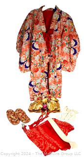 Japanese Kimono, Obi, Tabi Socks and Clogs