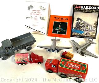 Group of Large Toy Trucks, Airplanes and Books as well as Books and Price Guides