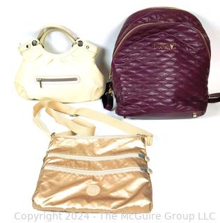 Three (3) Contemporary Handbags by DKNY and Kipling 