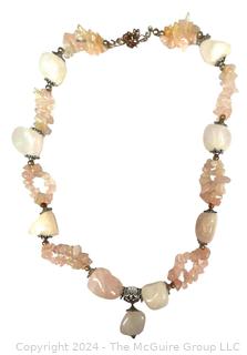 Rose Quartz Rough Cut Bead Necklace