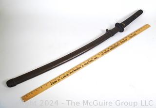 WWII Japanese Sword In Metal Scabbard With Ishizuke Style End Cap And Button Release.  No Visible Markings.