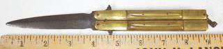 Bailsong Style Butterfly Knife, Unmarked and Small Chinese Helmet Shaped Bell with Markings