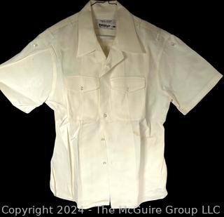 Vintage (1965) West Point Cadet Store White Short Sleeve Uniform Shirt.   Stored in mothballs.