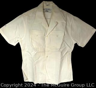 Vintage (1965) West Point Cadet Store White Short Sleeve Uniform Shirt. Stored in mothballs