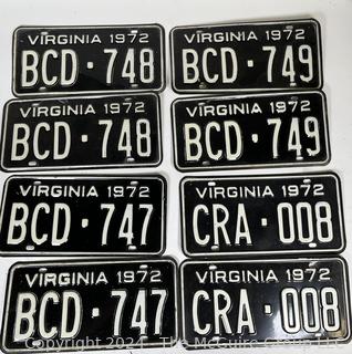 Collection of 1972 Virginia License Plate Tags