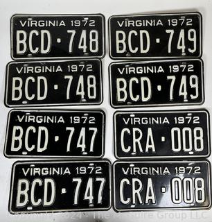 Collection of 1972 Virginia License Plate Tags