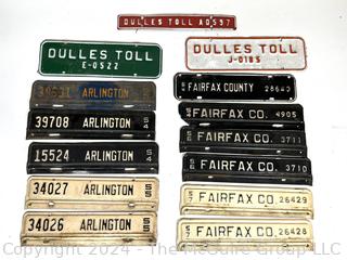 Collection of Fairfas, Arlington & Dulles Toll Road Virginia License Plate Tags