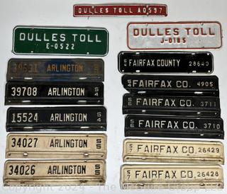 Collection of Fairfas, Arlington & Dulles Toll Road Virginia License Plate Tags