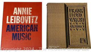 Coffee Table Books Including American Music by Anne Leibovitz  and Frank Lloyd Wright Architect Phaidon 417 illustrations - Robert McCarter