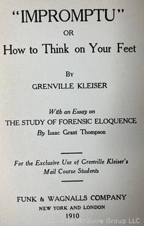 Vintage Book Series on Public Speaking and Thoughts: Impromptu Or How To Think On Your Feet (Grenwille Kleiser - 1912); and Four Minute Essays by Dr. Frank Crane copyright 1919 Volumes 1-10 First Edition