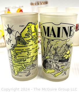 Mid Century Hazel Atlas Rooster Tumblers, Character Shot Glasses,  1979 Pepsi  & McDonalds  and Frosted Tumblers with Antique Cars