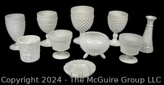 Selection of Hobnail Milk Glass Items