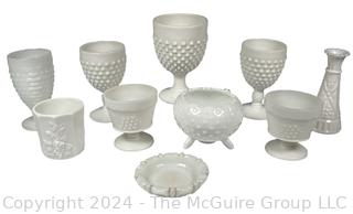 Selection of Hobnail Milk Glass Items