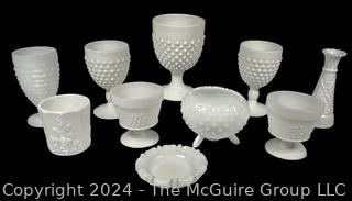 Selection of Hobnail Milk Glass Items