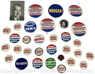 Collection of Political Buttons Including Richard Nixon