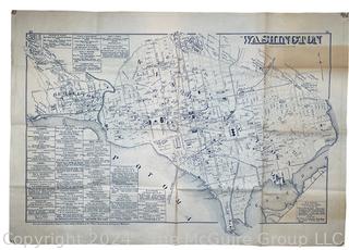 Folded Street Map of Washington DC with names of establishments (references 1878)