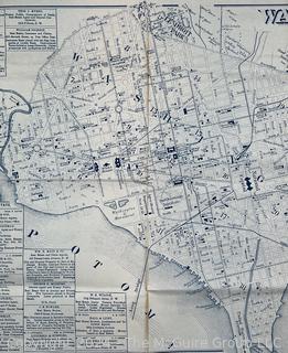 Folded Street Map of Washington DC with names of establishments (references 1878)