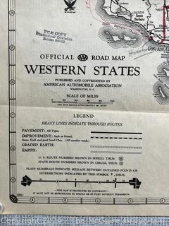 1930's AAA Map of The Western States of America 