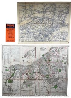 Three (3) Maps of Cleveland, New England States and Baltimore