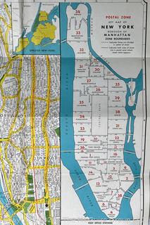 1960's Hagstrom's Map New York City House Number Guide Postal Zones 