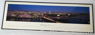 Framed Under Glass Poster of Panoramic View of Washington DC. 13" x 40"