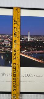 Framed Under Glass Poster of Panoramic View of Washington DC. 13" x 40"