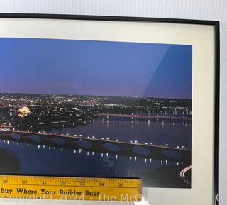 Framed Under Glass Poster of Panoramic View of Washington DC. 13" x 40"