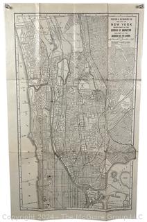 Foster & Reynolds (circa 1930's) Folding Street Map of Manhattan and the Bronx, NYC. 14 x 22"