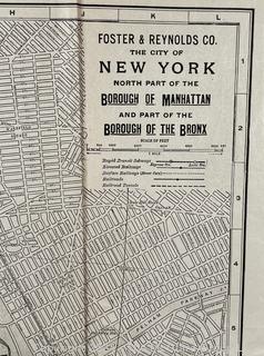 Foster & Reynolds (circa 1930's) Folding Street Map of Manhattan and the Bronx, NYC. 14 x 22"