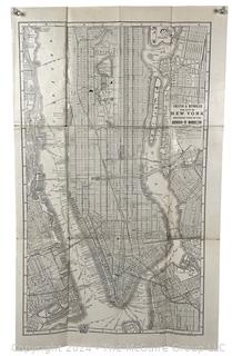 Foster & Reynolds (circa 1930's) Folding Street Map of Manhattan and the Bronx, NYC. 14 x 22"