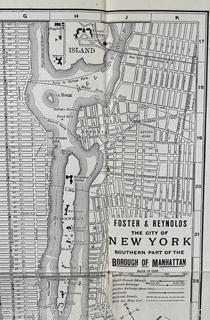 Foster & Reynolds (circa 1930's) Folding Street Map of Manhattan and the Bronx, NYC. 14 x 22"