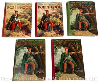 Five (5) Copies of 1938 Early Edition Adventures of Robin Hood Ward Lock & Co. Children's Book