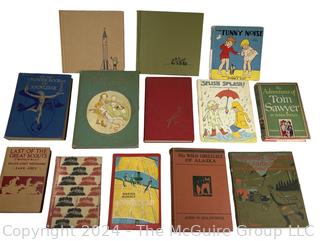 Thirteen (13) Books, Including The Adventures Of Tom Sawyer, "Falcon, Fly Back" By Blaisdell, Plants In Winter By Mizumura, Nursery Friends From France By Olive Beaupre Miller, Last Of The Great Scouts Buffalo Bill By Wetmore & Zane Grey, Wild Grizzlies Of Alaska By Holzworth 