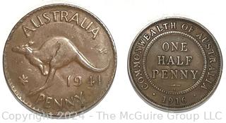 Two (2) Coins, Australia  (1916-1941)