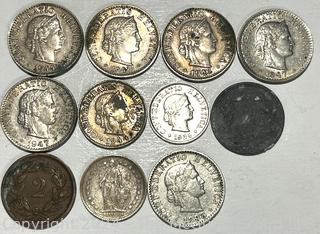 Selection of Foreign Coins : Helvetica (Swiss) 1893-1944