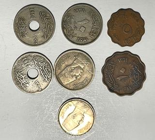 Seven (7) Egyptian  Piastres & Pound Coins (1916-1930/40's)